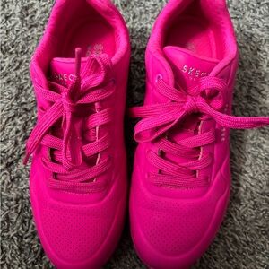 Kids Hot Pink Skechers Athletic Shoes